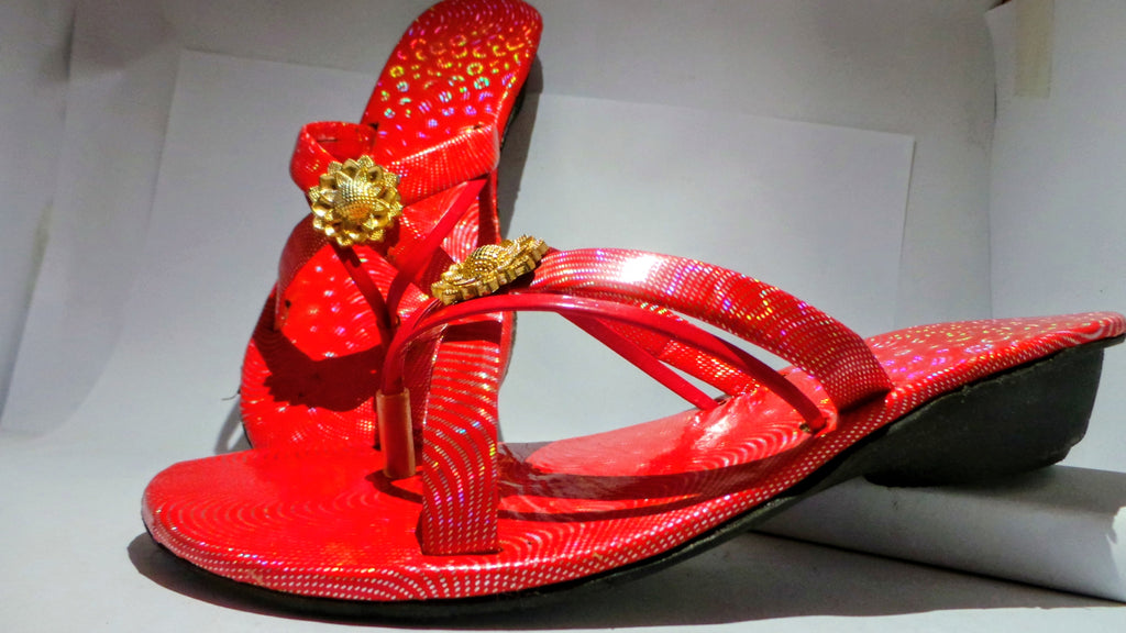 Girls Flat Sandals in Red Color | Adult Size | Red Girl Shoes • Pak Bro Store