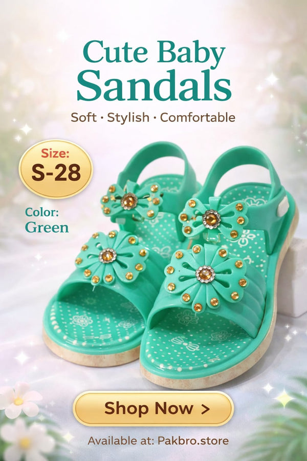 Cute Baby Green Sandals for Girls – Soft & Comfortable