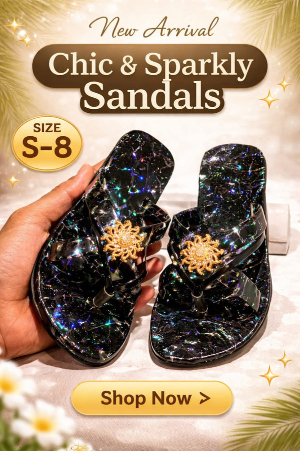 Fancy Black Shiny Sandals for Women – Elegant Design