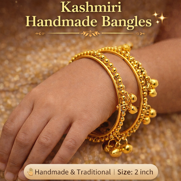 Kashmiri Handmade Bangles – Elegant Traditional Jewelry  | Golden Color